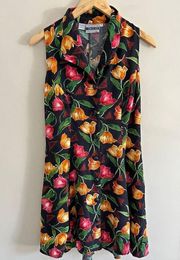 VINTAGE 90s Joni Blair floral garden cottage button dress with lace up back