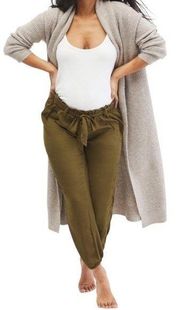 NWT Motherhood Maternity Underbelly Olive Satin Jogger Pants Women’s Size Large