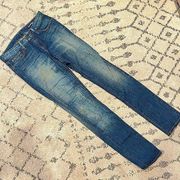 William Rast Blue Medium Wash Distressed Cotton Stretch Skinny Jeans Size 26