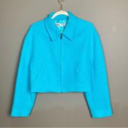 ZARA  blazer women's small bomber jacket bright blue tweed textured NWT spring