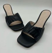 Journee Collection Heels Womens 9 Black Genuine Leather Juliette Sandals NEW