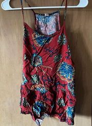 Roxy Floral Spaghetti Strap Tank Top Size Medium