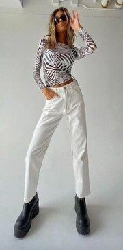 Princess Polly Harrow White Denim Straight Leg Jeans 12