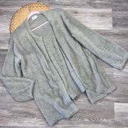 Lovers + friends gray kappa eyelash fuzzy open front cardigan