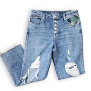 🆕️ Medium Wash Distressed Ankle Mom Jeans, Women's 10 [NWT!]