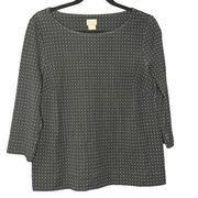 Chicos Black Polka Dot 3/4 Sleeve Blouse Size Medium Petite