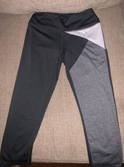 Two Tone Gray And White Asymmetric Cropped Leggings