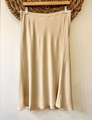 NWT Melissa Paige Satin Midi Skirt in Flax Size Medium