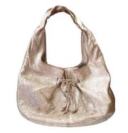 Cole Haan Crackled Gold Leather Hobo Bag Braided