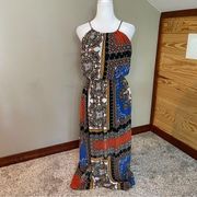 Sweet Storm Multicolor Sleeveless Patterned Maxi Dress Medium