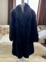 ITALY FOX FUR   AUTHENTIC  DESIGNER EMERALD COAT  size L