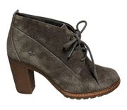 Timberland Glancy Chukka Ankle Bootie Tan Suede Lace Front Heels Size 8.5