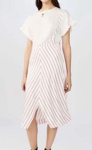 Maje Rabano Striped Suspender Midi Dress