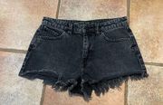 Volcom True To this stone wash denim cut off shorts black