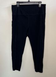 Lou & Grey Women’s Black Capri Yoga Pants with Side Pockets Sz XL