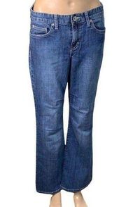 Womens Flare Leg Mid Rise Denim Blue Jeans Medium Wash Sz 29 8 EUC