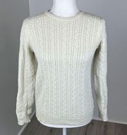 Listicle Cable Knit Crew Neck Sweater - Cream