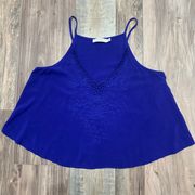 Lush Cropped Crocheted Royal Blue Tank Top Size Small