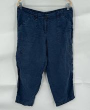 Tommy Bahama 100% Linen Navy Cargo Style Pocket 10 Lagenlook Pants Minimalist