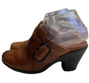 B.O.C. Born Concept Womens 6 Shoes Buckle accent Brown Leather Slip on Heels
