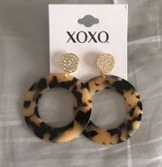 New XOXO Tortoise & Pave Crystal Disk Earrings