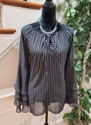 Ashley Stewart Woman's Black Polyester Long Sleeve Round Neck Pullover Blouse 24