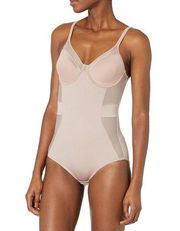 Maidenform Women's 38C Beige Firm Control Ultra Light Illusion Bodysuit DMS056