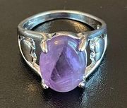 Purple amethyst S925 silver heart ring size 8