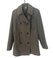 Marc New York Andrew Marc Gray Virgin Wool Blend Pea Coat Women Sz 10