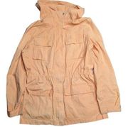 Vtg Y2K Lauren Ralph Lauren Peach Orange Cotton Hooded Utility Parka Jacket S