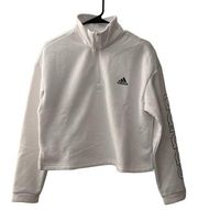 NWOT Adidas Women's White Crop Quarter-Zip Sweater - Size L