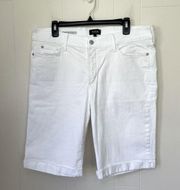 NYJD Briella White Denim Cuffed Bermuda Shorts LIFT TUCK Technology ~ Size 16