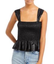 NWT- Lucy Paris vegan leather smocked top- Large