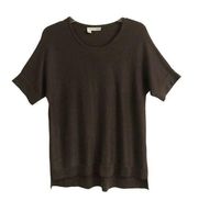 Eileen Fisher oversized brown knit round neck high-low sweater XS