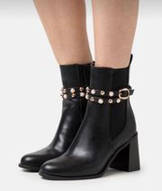 Black Pearl Block Heel Booties