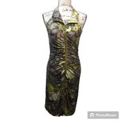 Joseph Ribkoff 90’s Vintage Hawaiian Floral Full Zipper Body Con Dress 6