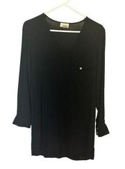 Wilfred Free Aritzia XXS oversized black semi sheer shirt dress, pocket