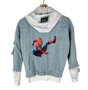 Boutique Light Blue Distressed Denim Spiderman Graphic S