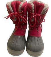 LANDS’ END Suede Rubber Fleece Insulated Lace Up Snow Duck Boots. 8W/6Y