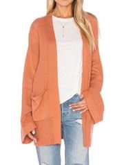 MINKPINK Cardigan SMALL Orange Open Front Knit Wide Sleeve Oversized Slouchy