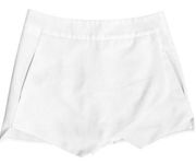 Aqua Womens Asymmetrical Skort Envelope Skirt Front, Shorts Pockets White S NWOT