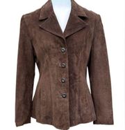 Wilsons Leather Suede Vintage Tapered Fit Blazer - Brown - Size Medium
