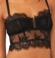 Intimately Free People NWT Black Layer In Lace Sheer Bralette Bustier Bra XS