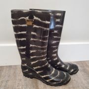 Nicole Miller Brown and White Rubber Rain Boots Size 9