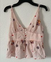 intimately floral embroidered babydoll top Sz small