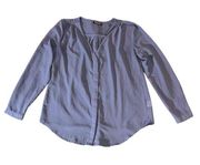 Urban Coco Women's Medium Purple/Blue Long Sleeve V-Neck Popover Blouse