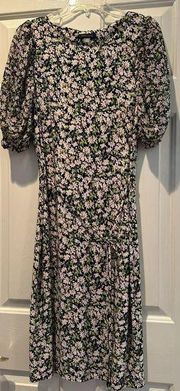 NWOT  black dress with pink flowers Size 8