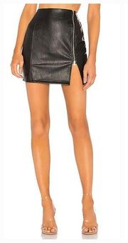 Superdown Melissa Zip Up Faux Leather Mini Skirt in Black