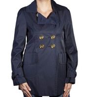 Miss Sixty Trench Coat Jacket Navy Blue Double Breasted Jacket XS