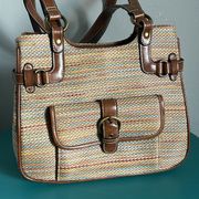 New Studio Works Woven Striped Double Strap Shoulder Bag Purse